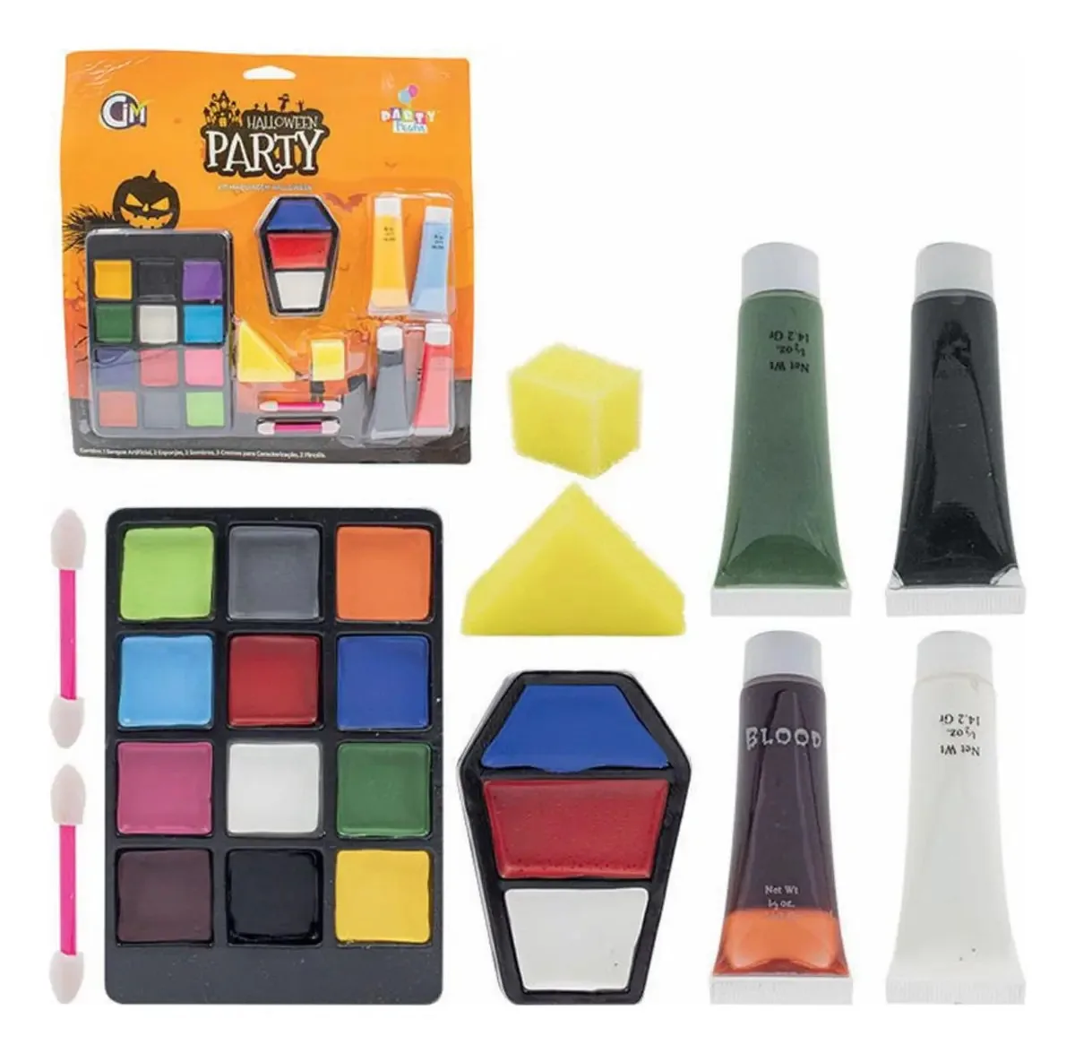 Kit Maquiagem Artística Halloween Com 10 Peças Sangue Falso