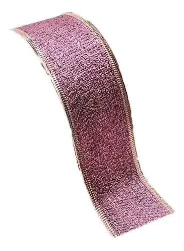 Fita de Natal Halley Rosê Lamê Aramada, 9 Metros e 3.6 cm