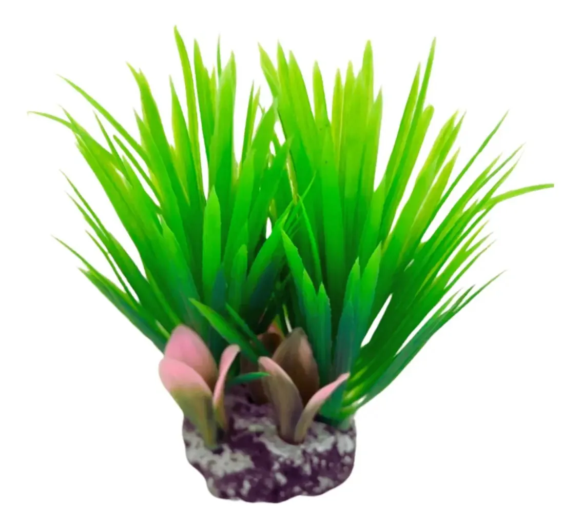 Planta Artificial Moita Enfeite E Decoração Para Aquários Cor Verde/rosa
