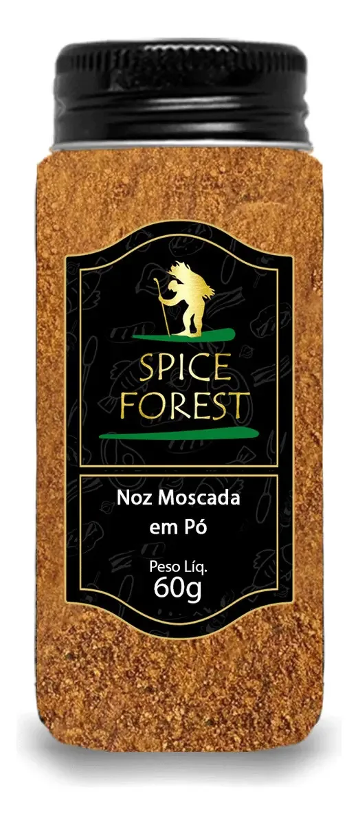 Noz Moscada em Pó 60g Pura Natural Sem Glúten Tempero Indiano Premium Moída Para Molho Branco Bechamel Massas Carnes E Doces Aroma Intenso Linha em Frasco da Spice Forest