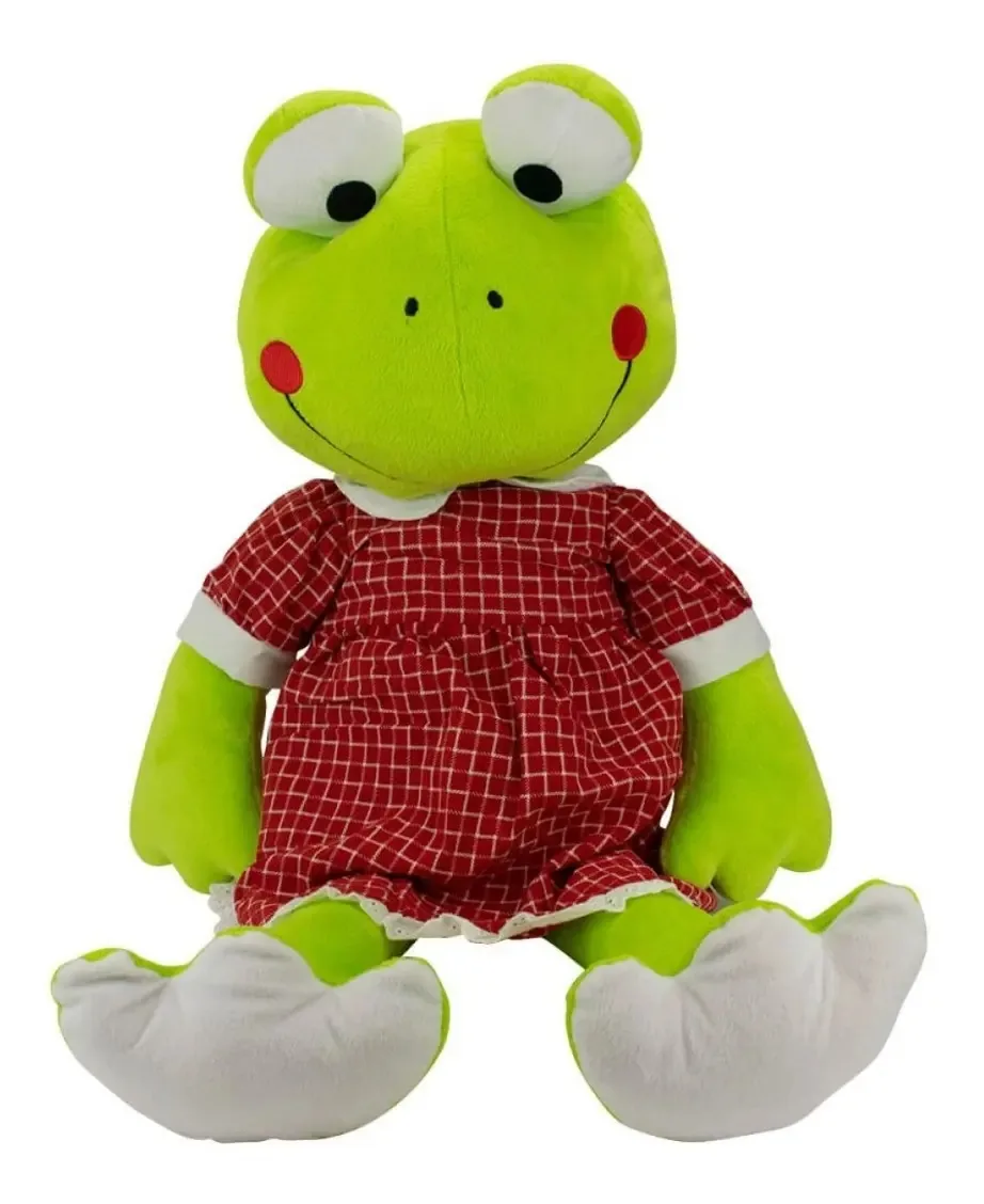 Sapo De Pelúcia Com Vestido Na Cor Vermelho