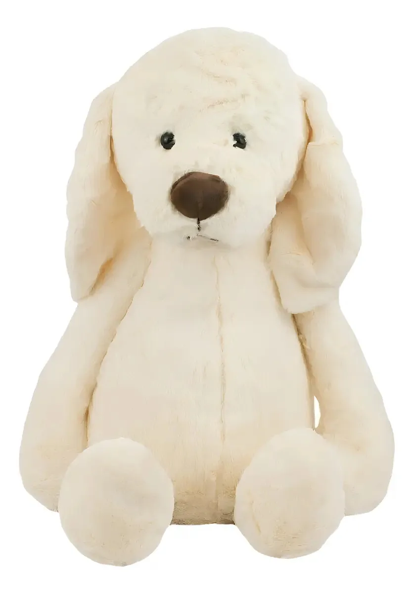 Cachorro Branco De Pelúcia Orelhas Caídas 42 Cm