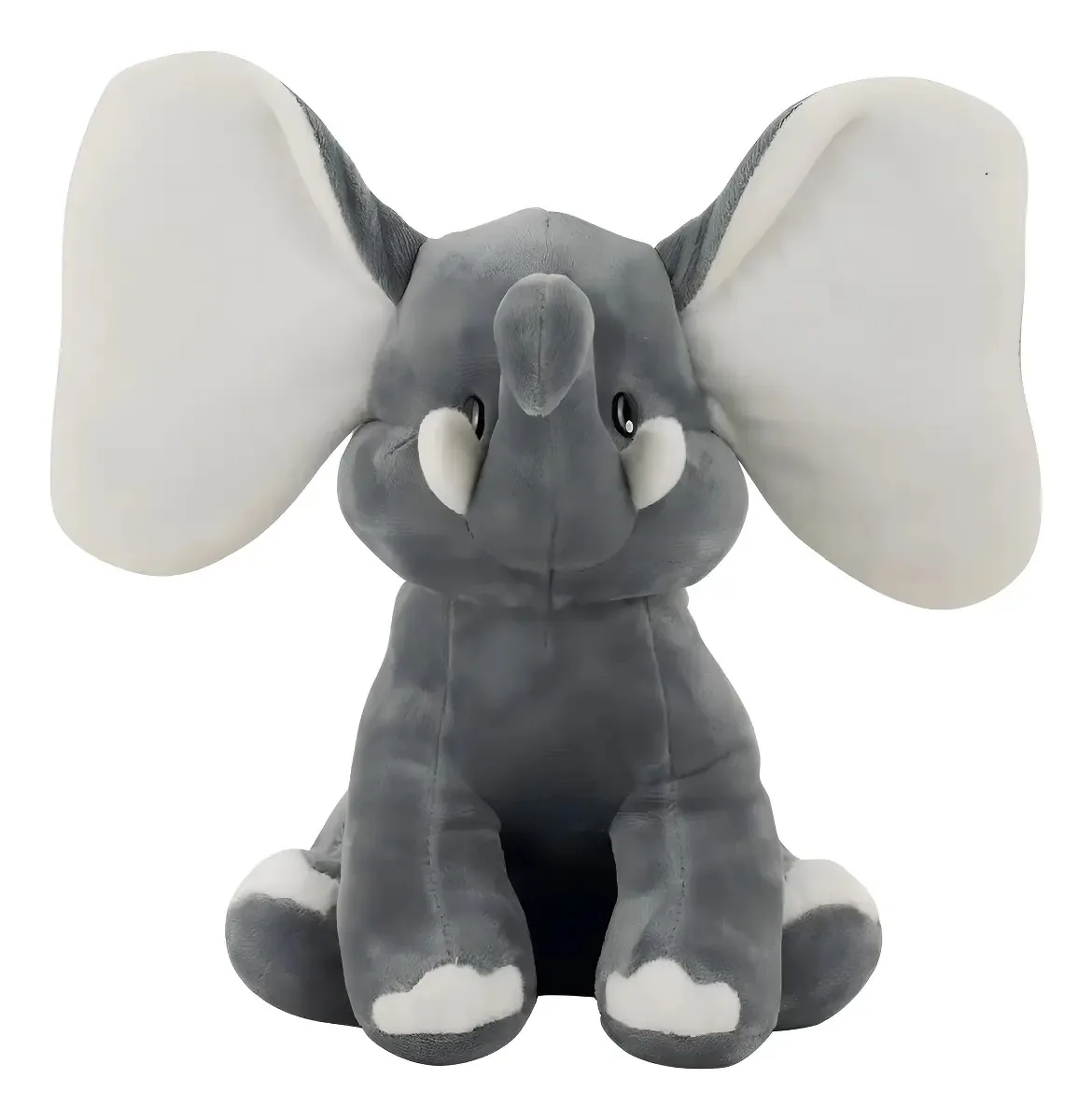 Elefante Cinza Em Pelúcia Com Orelhas Grandes 34 Cm