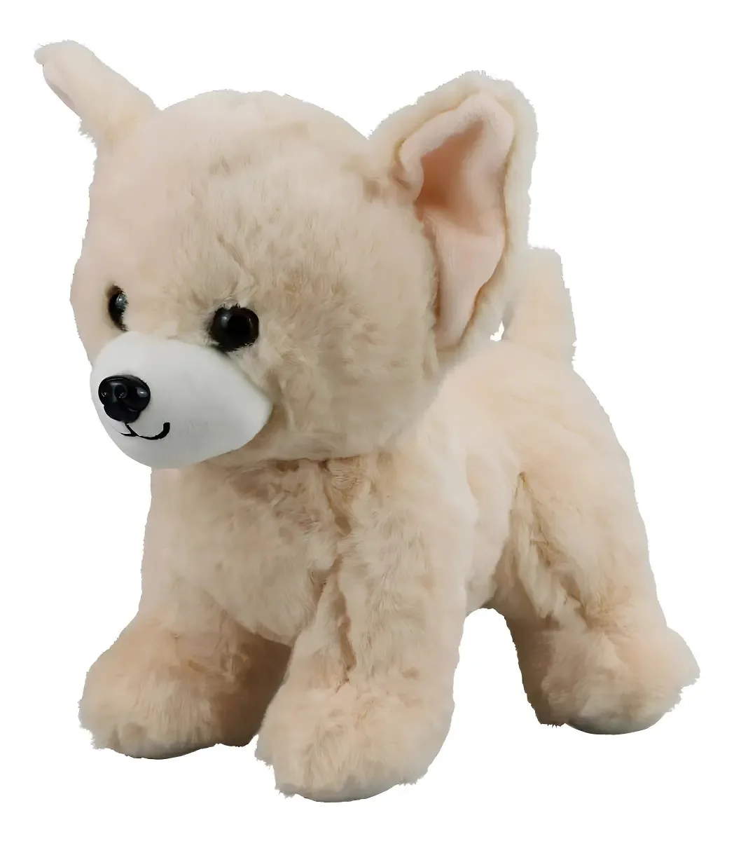 Cachorro Pelucia Bege 25cm Fofy Toys Material Hipoalergênico