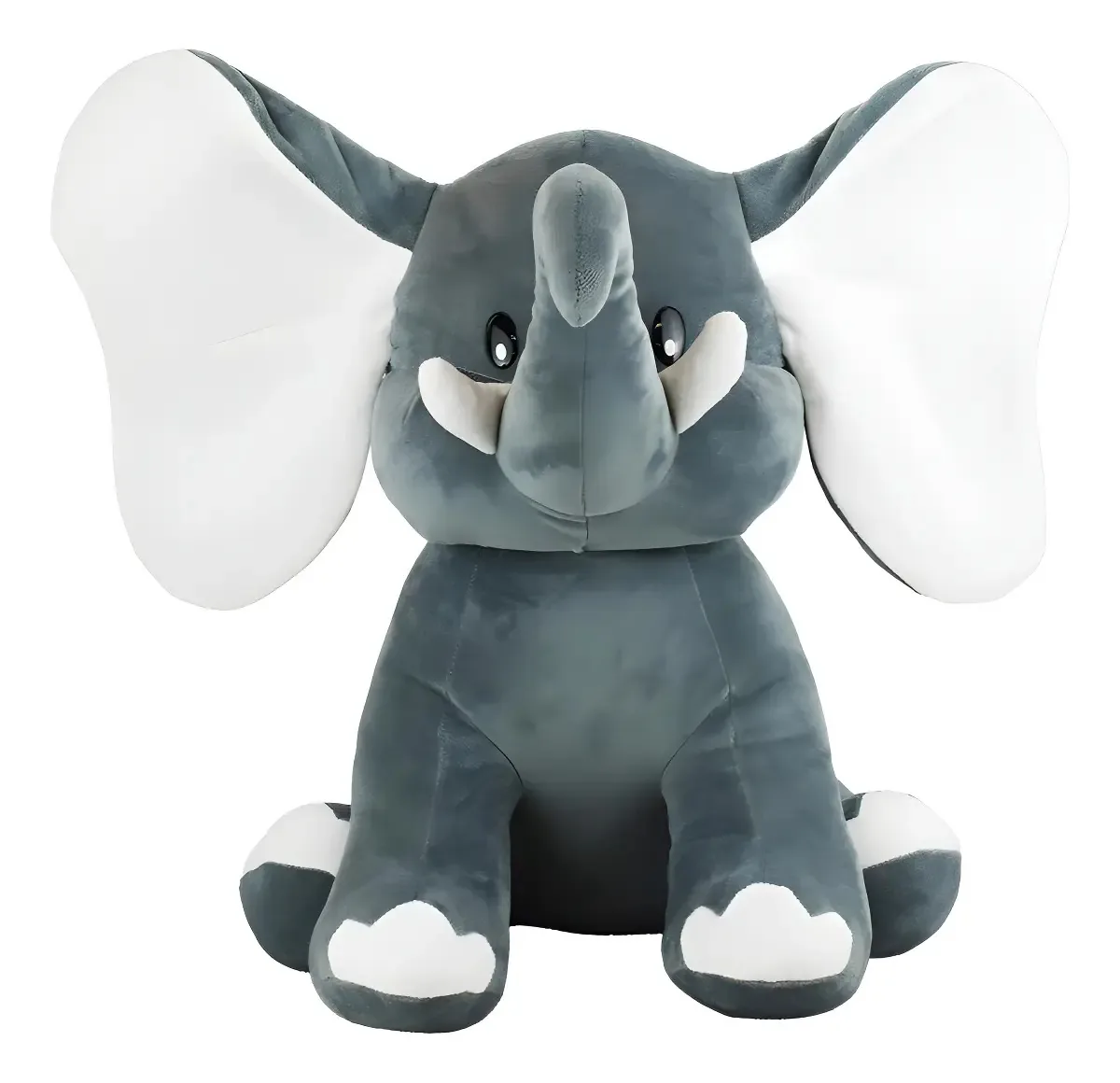 Elefante de Pelúcia Taimes Cinza Orelhas Grandes 42cm Decorativo