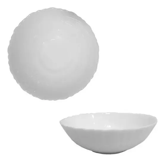 Kit 5 Tigelas De Vidro Redonda Bowl Onda Branco 875ml