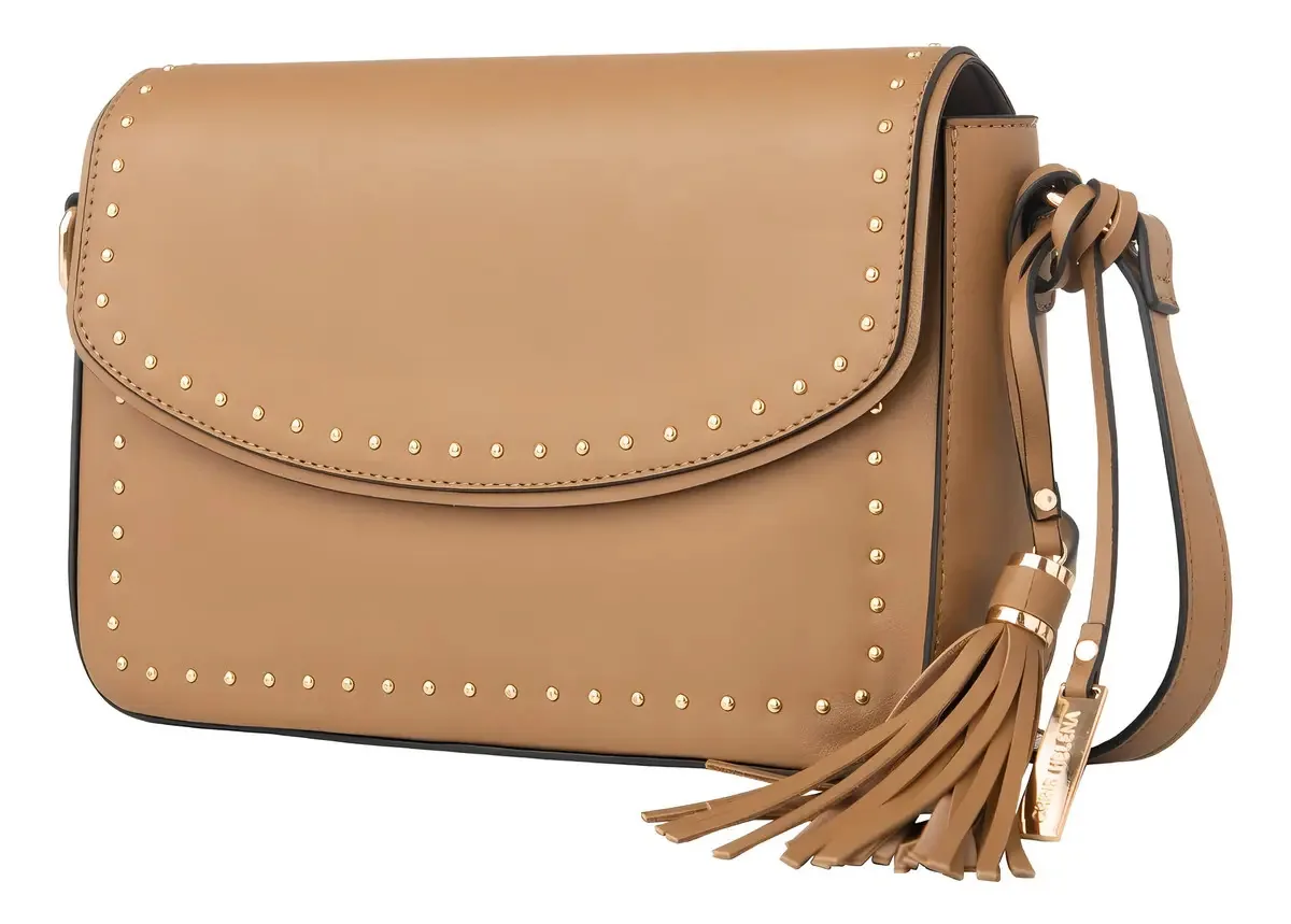 Bolsa Feminina Transversal Tachinhas Alça Regulavel 39047 Cor Marrom