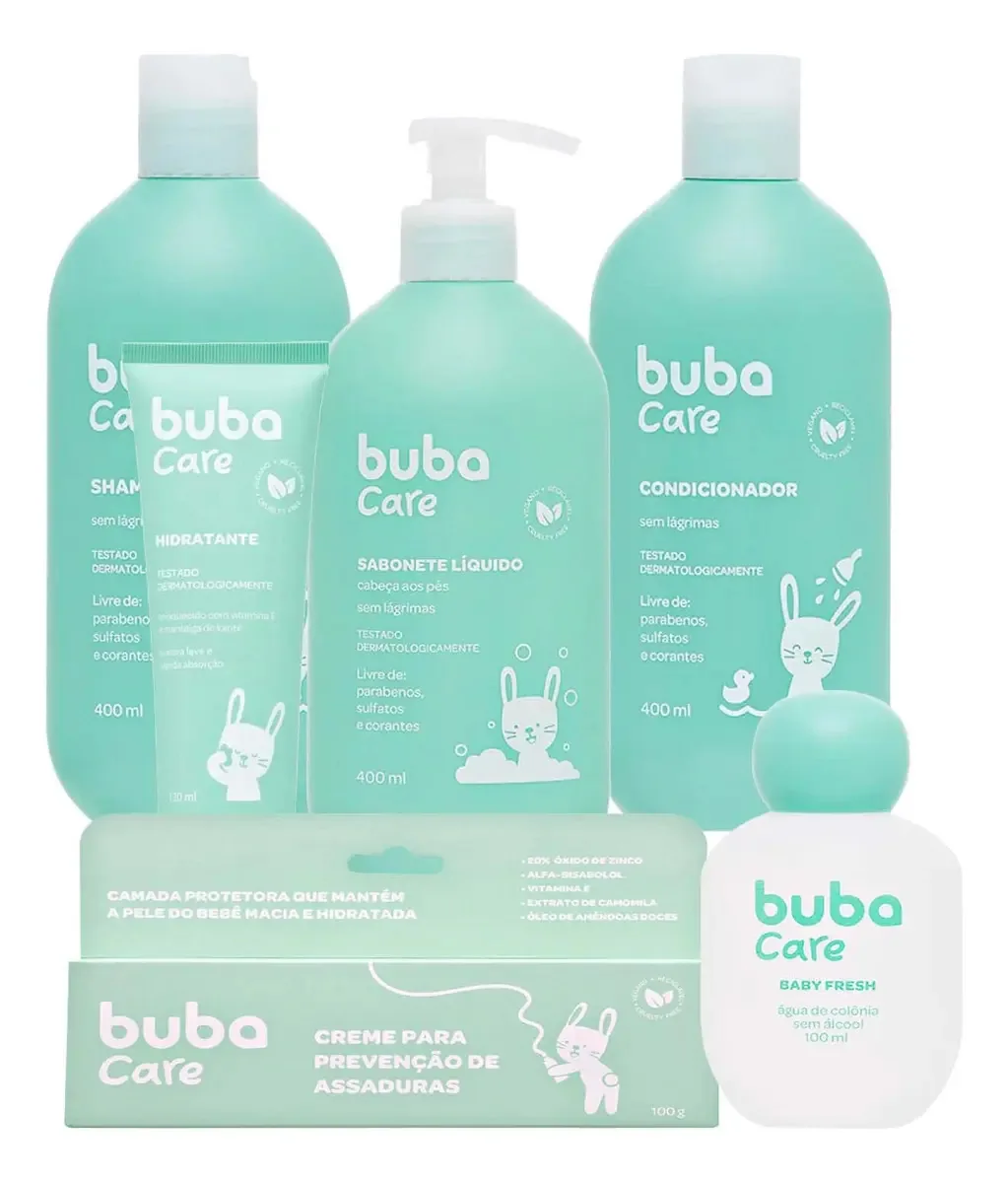 Kit Banho Do Bebê 400ml Colônia Creme 100g Hidratante Buba
