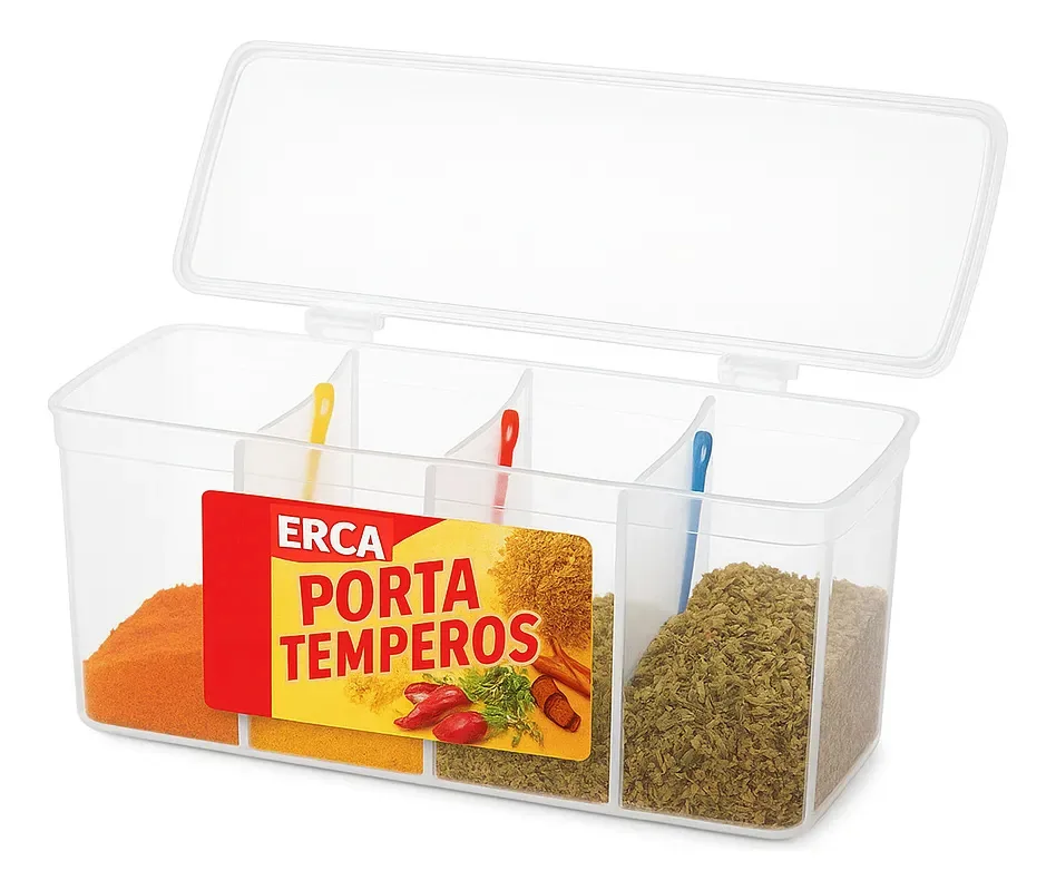 Organizador Porta Temperos E Condimento 4 Divisórias Cor Branco