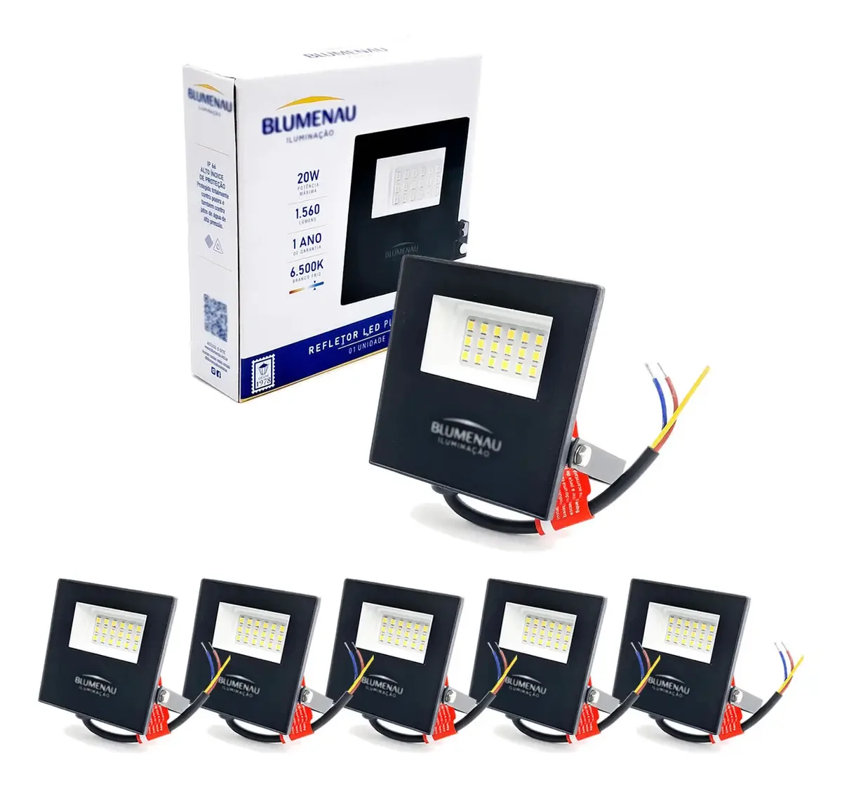 Kit 6 Refletores LED 20W Blumenau Branco Frio 6500K IP66