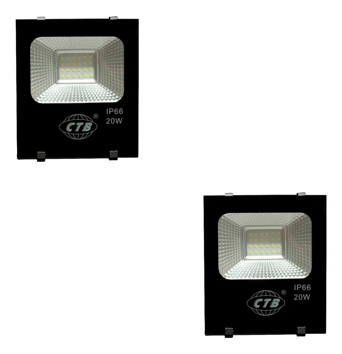2x Refletores Holofote Led Verde 20w Ip66 Prova D'água Carcaça Preto