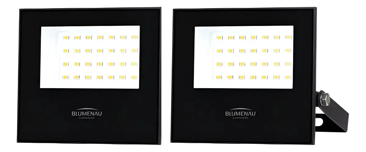 Kit 2 Refletores LED Blumenau 30W 3000K IP66 Luz Branco-Quente