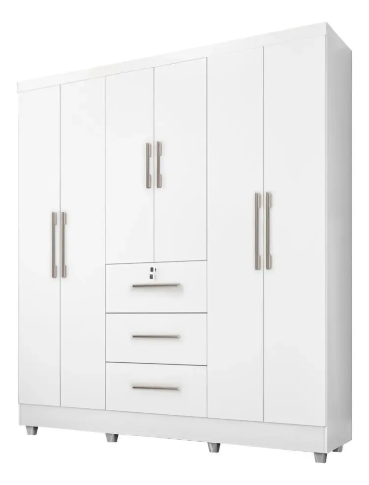 Guarda Roupas Casal 6 Portas 3 Gavetas Tokio Branco