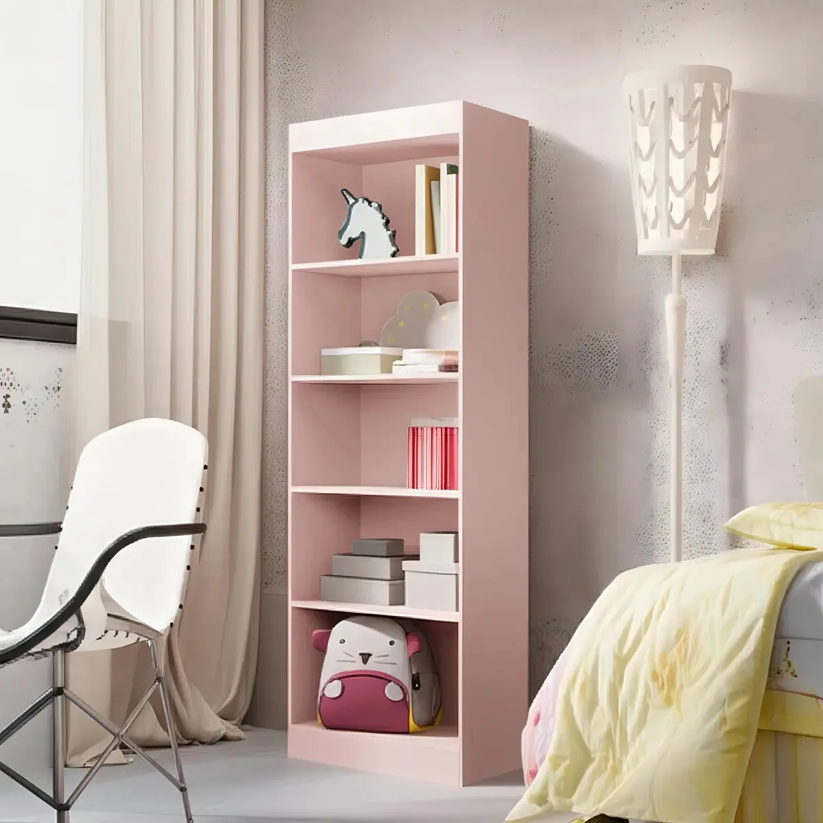 Estante Para Livros Larissa 4 Prateleiras Rose - J&a Móveis Cor Rosa