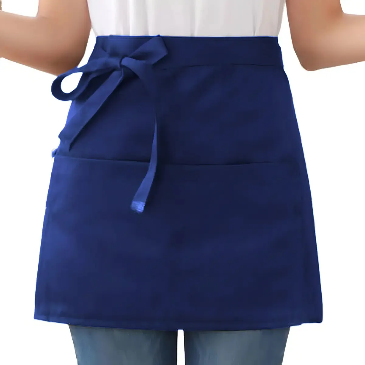 Avental de Cintura Perbella Uniformes 2 Bolsos Brim Azul-marinho 100% Algodão