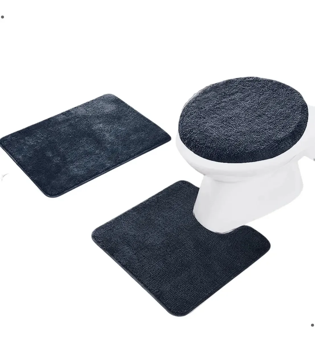 Kit de 3 Tapetes para Banheiro Antiderrapante de Algodão Grafite