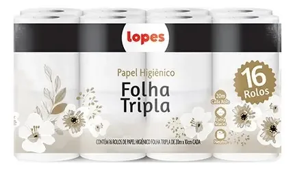 Papel Higiênico Lopes Folha Tripla 16 Unid