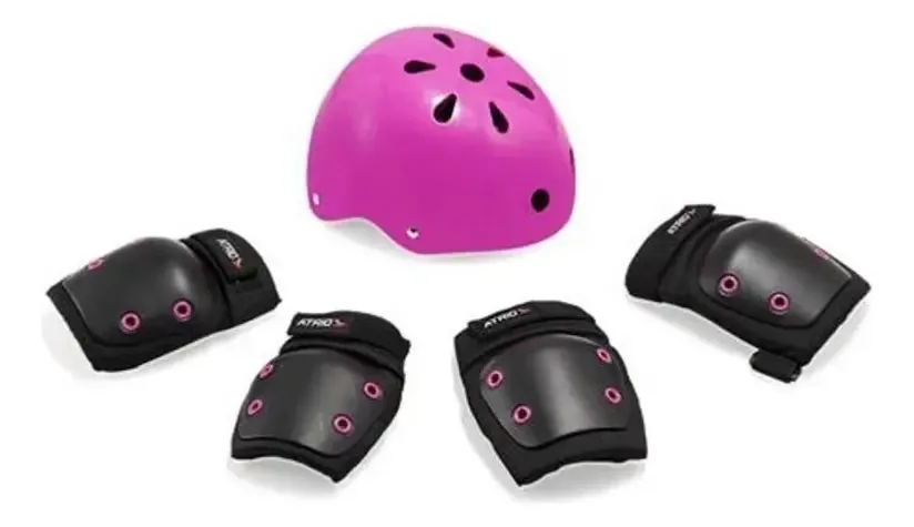 Kit De Proteção Infantil +7 Anos Preto/rosa Atrio - Es184