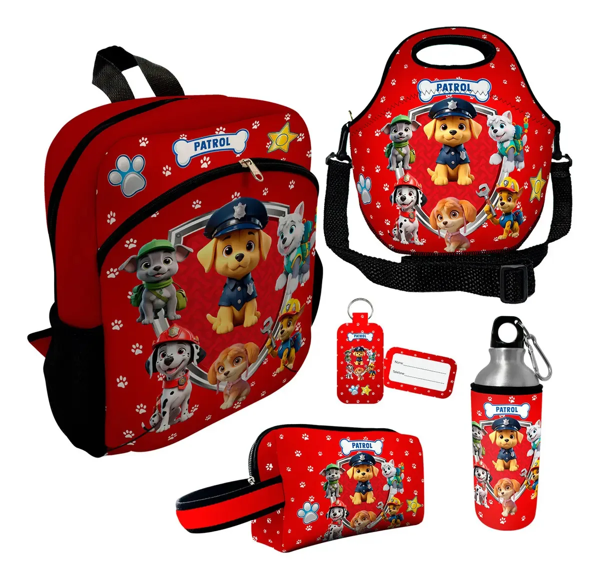 Mochila Escolar Lancheira Estojo Squeeze Kids Cor Força Canina Desenho Do Tecido Força Canina