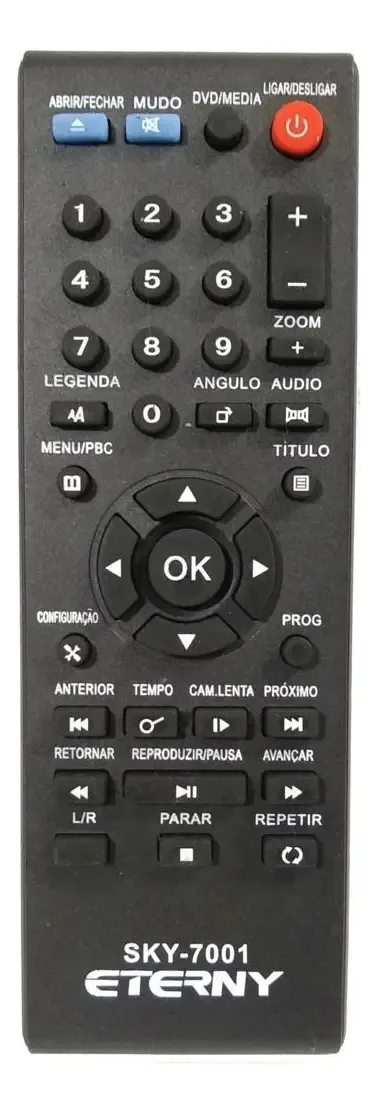 Controle Remoto Eterny ET27007AB para DVD