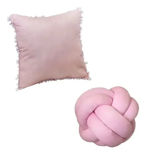 2 Almofadas Rosa Nó Decoração Quarto Bebê Iantil