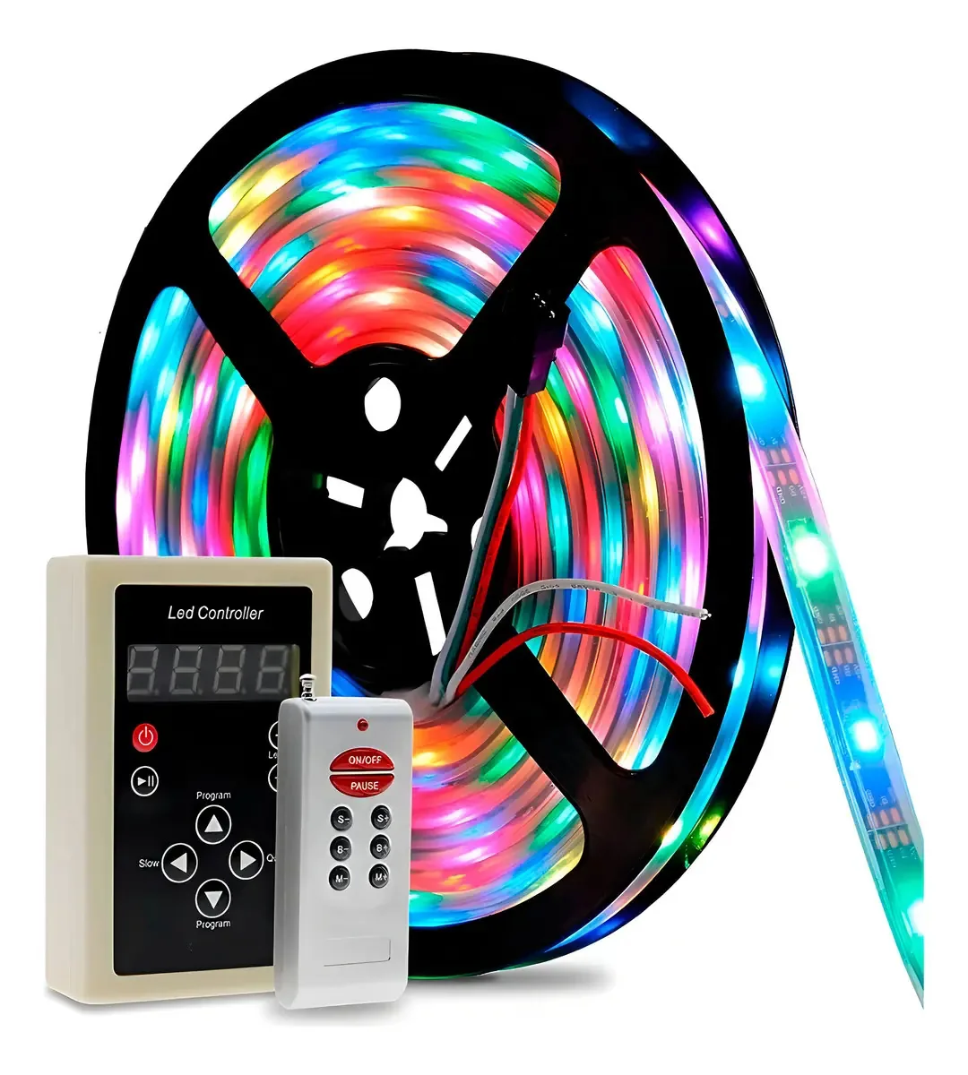 Fita de LED Digital 6803 RGB 5m IP67 com Controle e Fonte