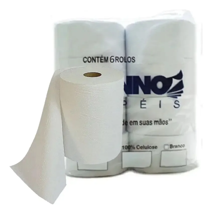6 Bobinas Papel Toalha 100% Celulose (6unds)