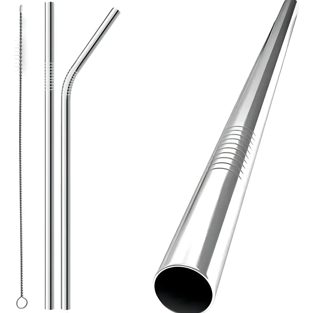 Kit 2 Canudos Inox E Escova 26,5x0,5cm R.ck3105 Clink