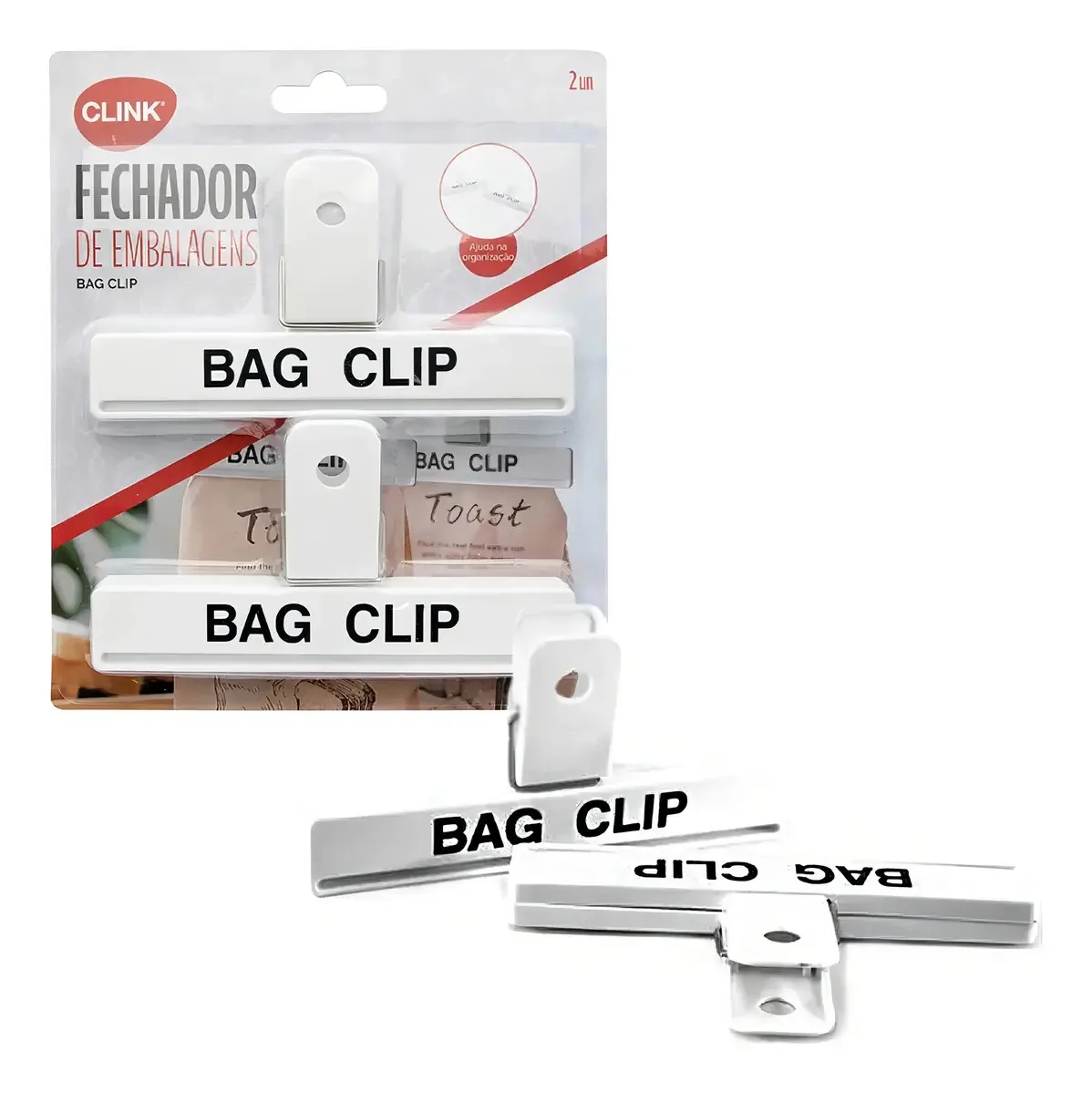 Kit 2 Clips Embalagens Plastico 15,5cm