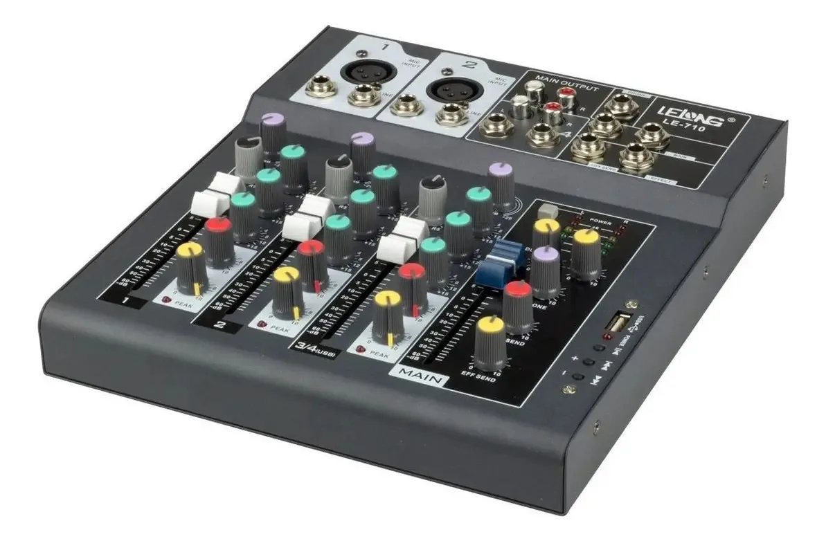 Mesa De Som Digital Usb 4 Canais Bluetooth Le-710