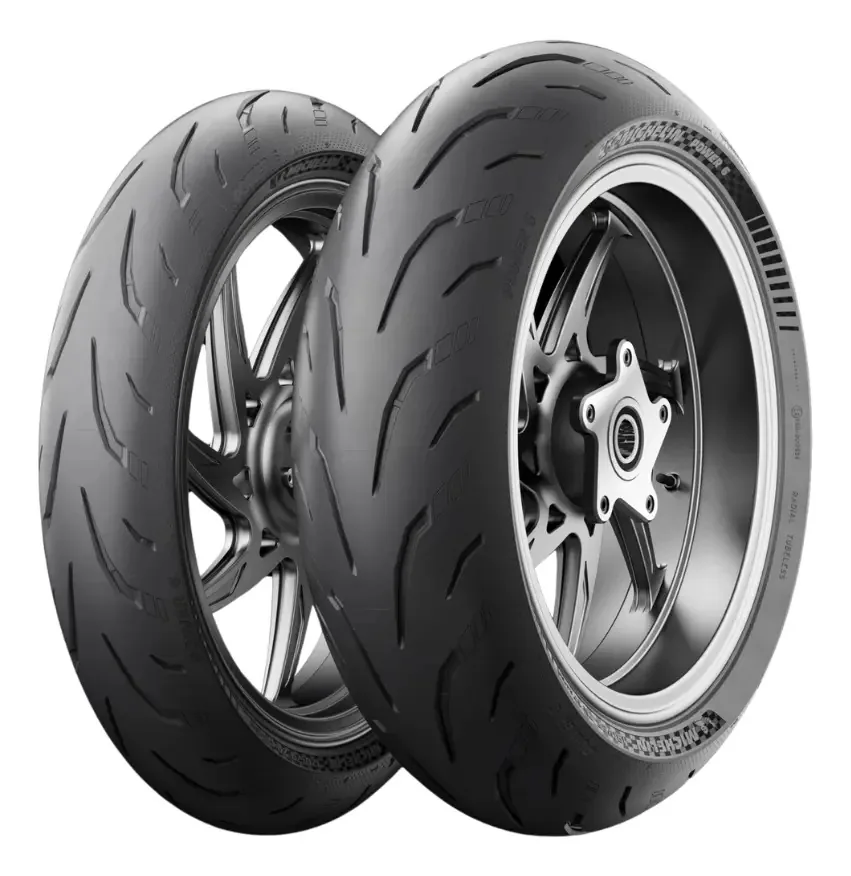 Par de Pneus Michelin Power 6 para Moto, 110/70-17" e 150/60-17" Sem Câmara