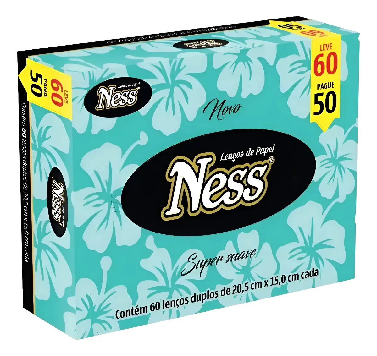 Lenço De Papel Super Suave Folha Dupla Ness Com 60 Unidades