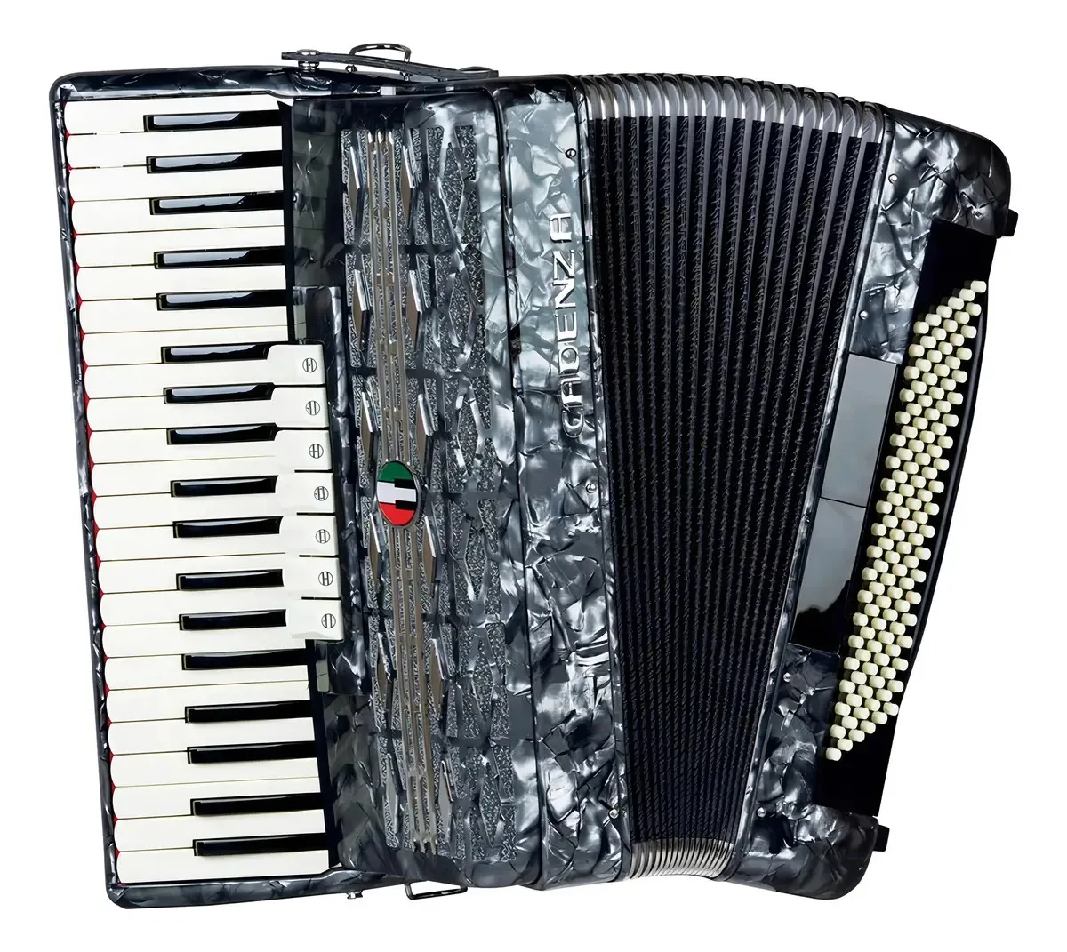 Acordeon Cadenza 120 Baixos CD120/41 Piano Cinza Pérola