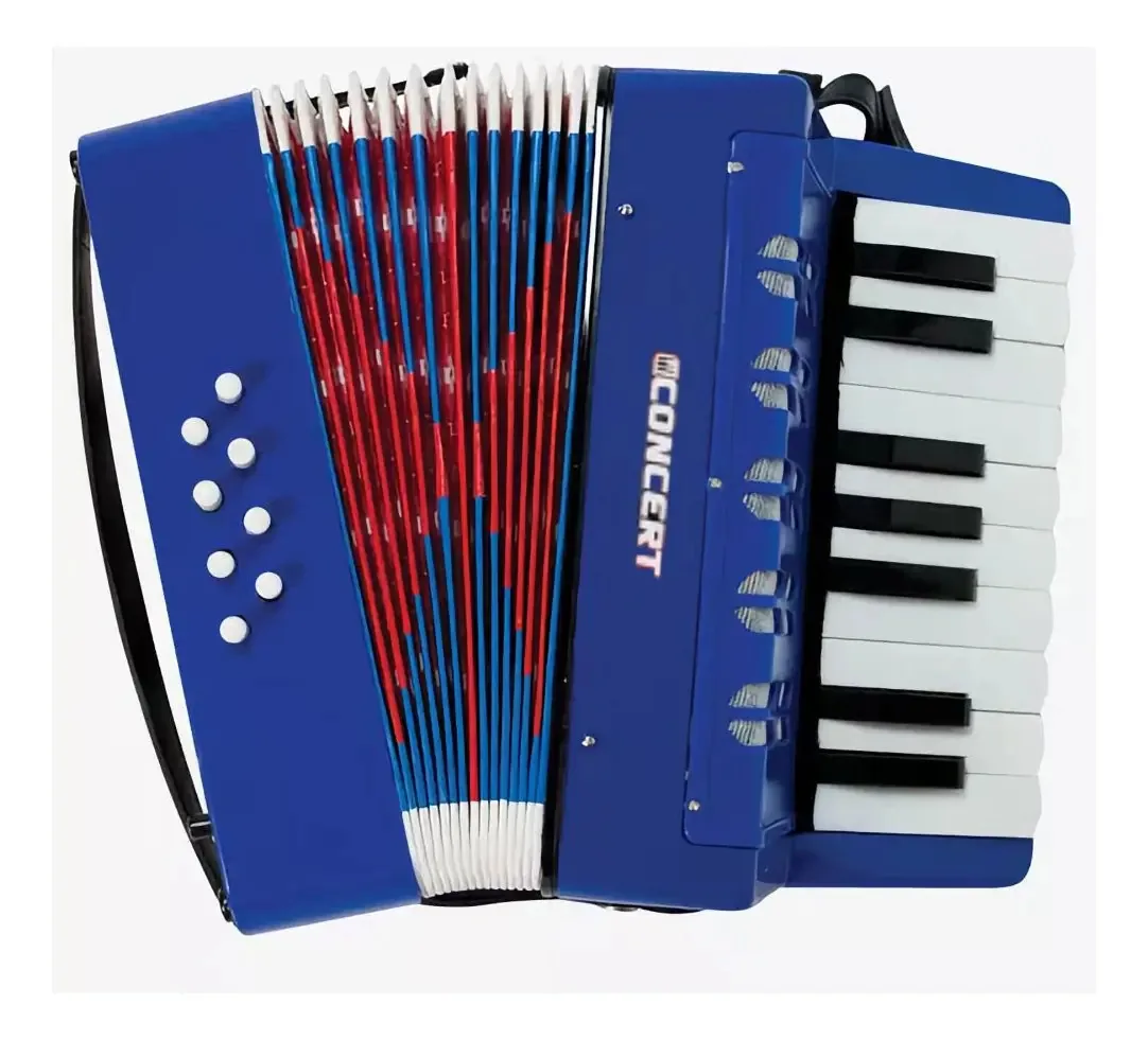 Acordeon Infantil Concert 8 Baixos CA8 Madeira Azul 17 Teclas