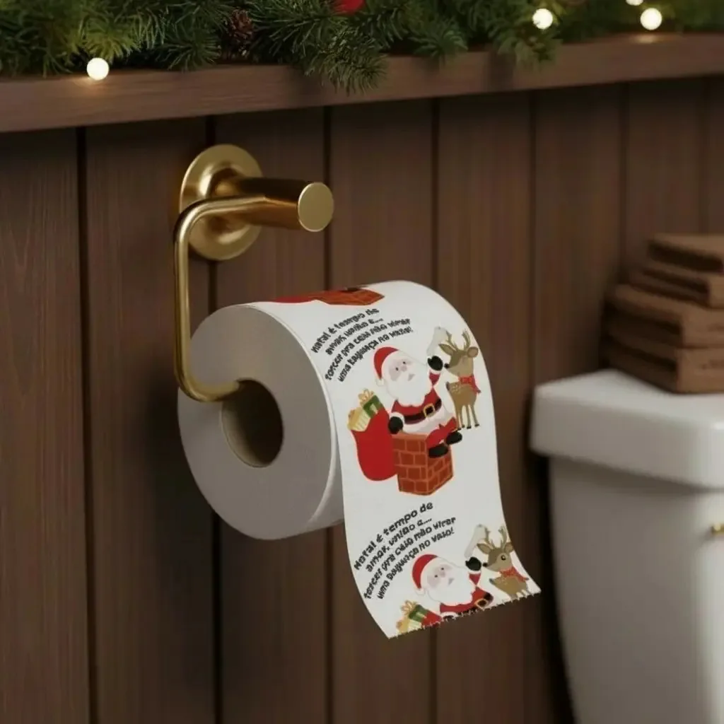 Papel Higiênico De Natal - Papai Neol Na Chaminé - 20m