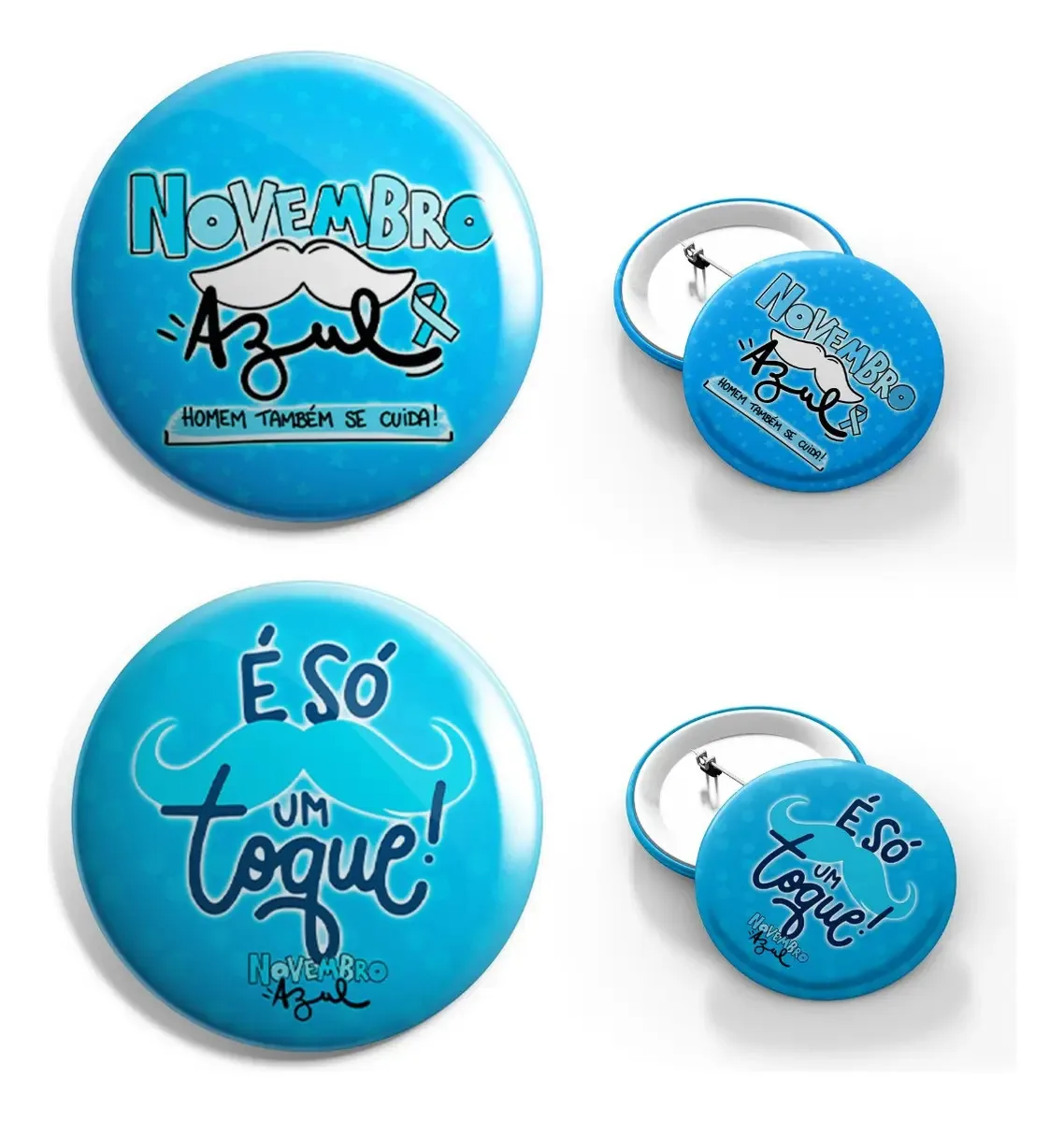 Bottons Novembro Azul - Pin - Broche 3,5cm 12unidades Azul Novembro Azul