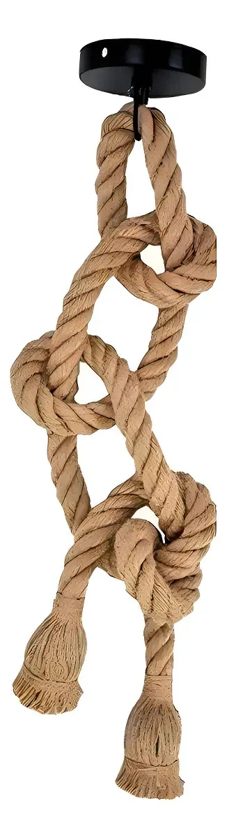Luminária Pendente Corda Dupla 1.50m AAA Top Rústica com 2 Soquetes E-27