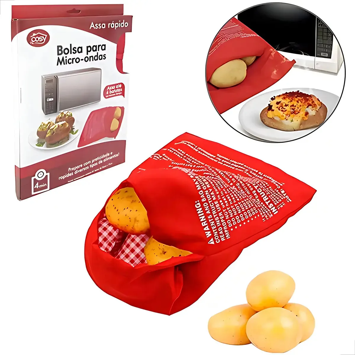 Bolsa Micro-ondas Cosy Bolsa Assar Batata Rápido Reutilizável