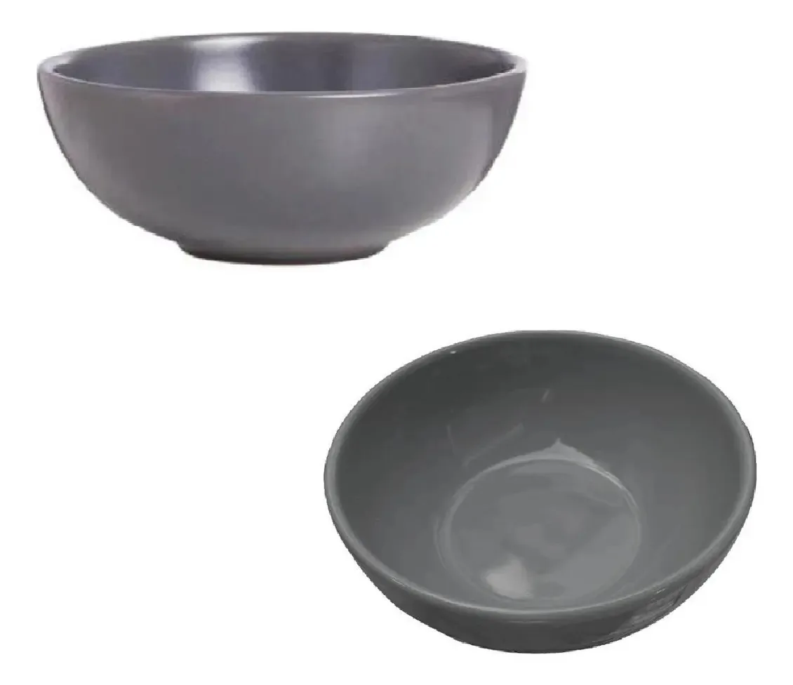 12 Tigelas Bowl Redonda Cinza De Melamina 200ml