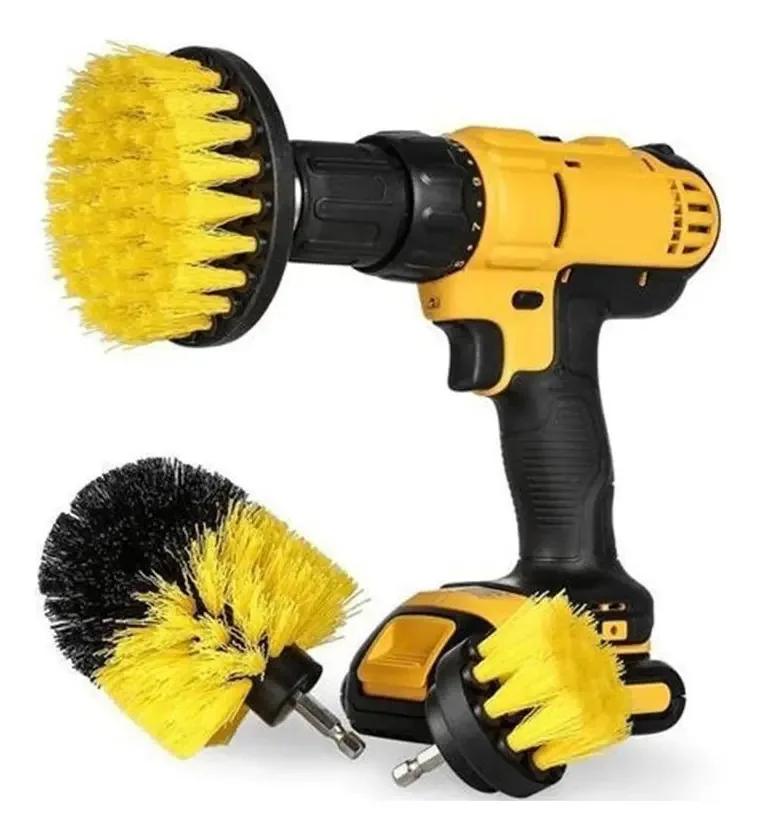 Kit 3 Escovas Rotativas Limpeza Pesada Parafusad Furadeiras