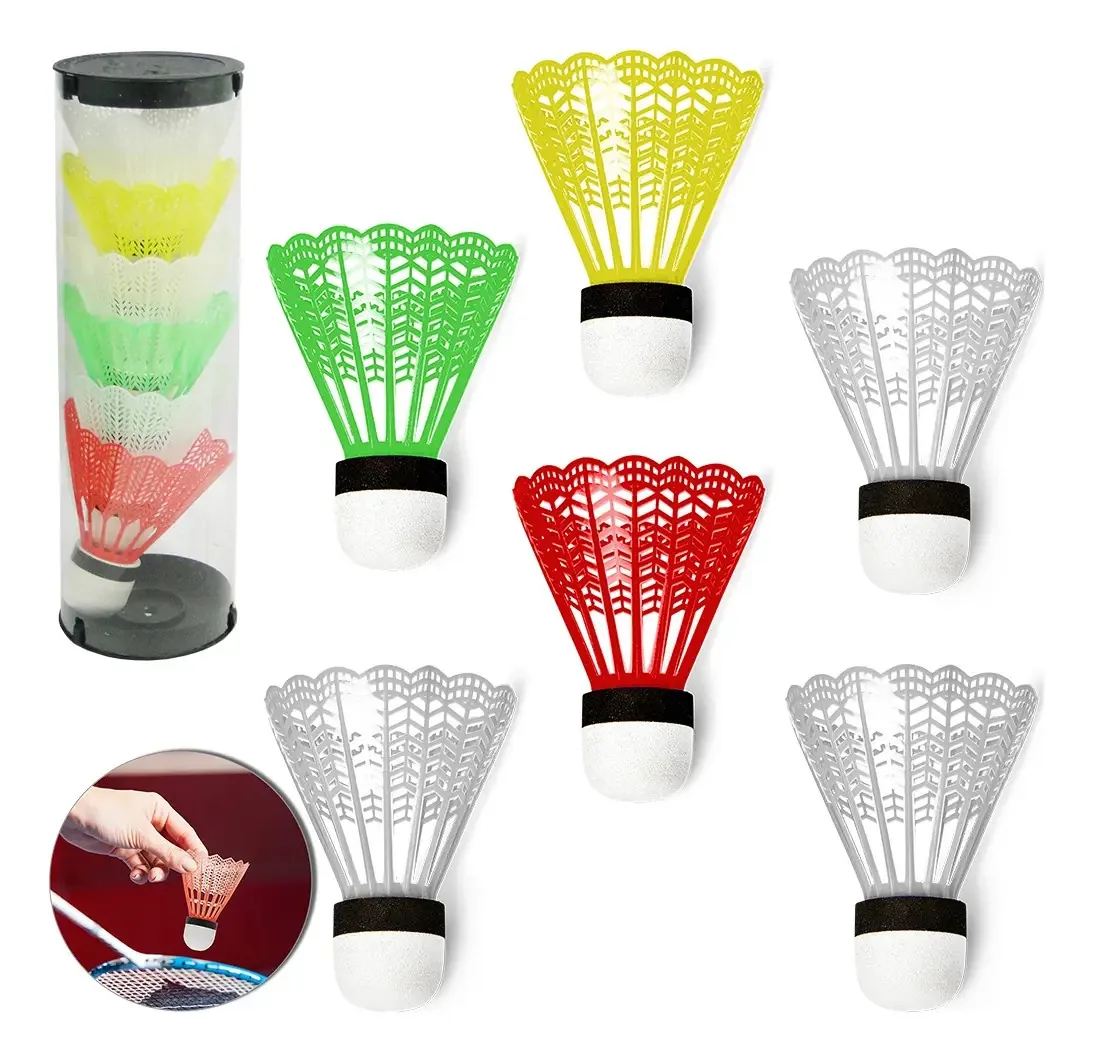Peteca Plástica Badminton Colors 6 Pçs 8x6,5cm Iniciantes