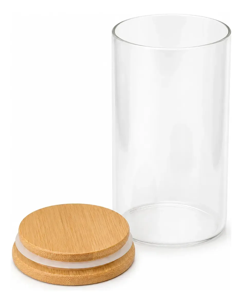 Pote Para Comida Mantimento Fechamento Hermético 600ml Madeira
