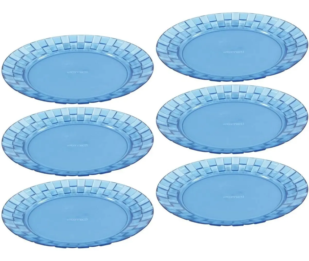 Jogo 6 Pratos Trama Redondo Pratos Rasos Cozinha Cores Cor Azul