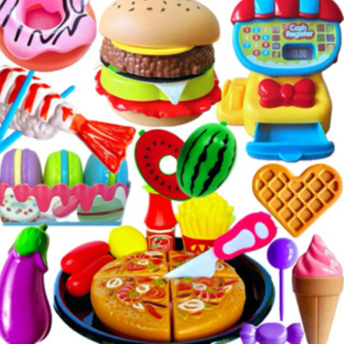 Kit De Brinquedos Comidinha Mercadinho Cozinha Caixa 38 Pçs
