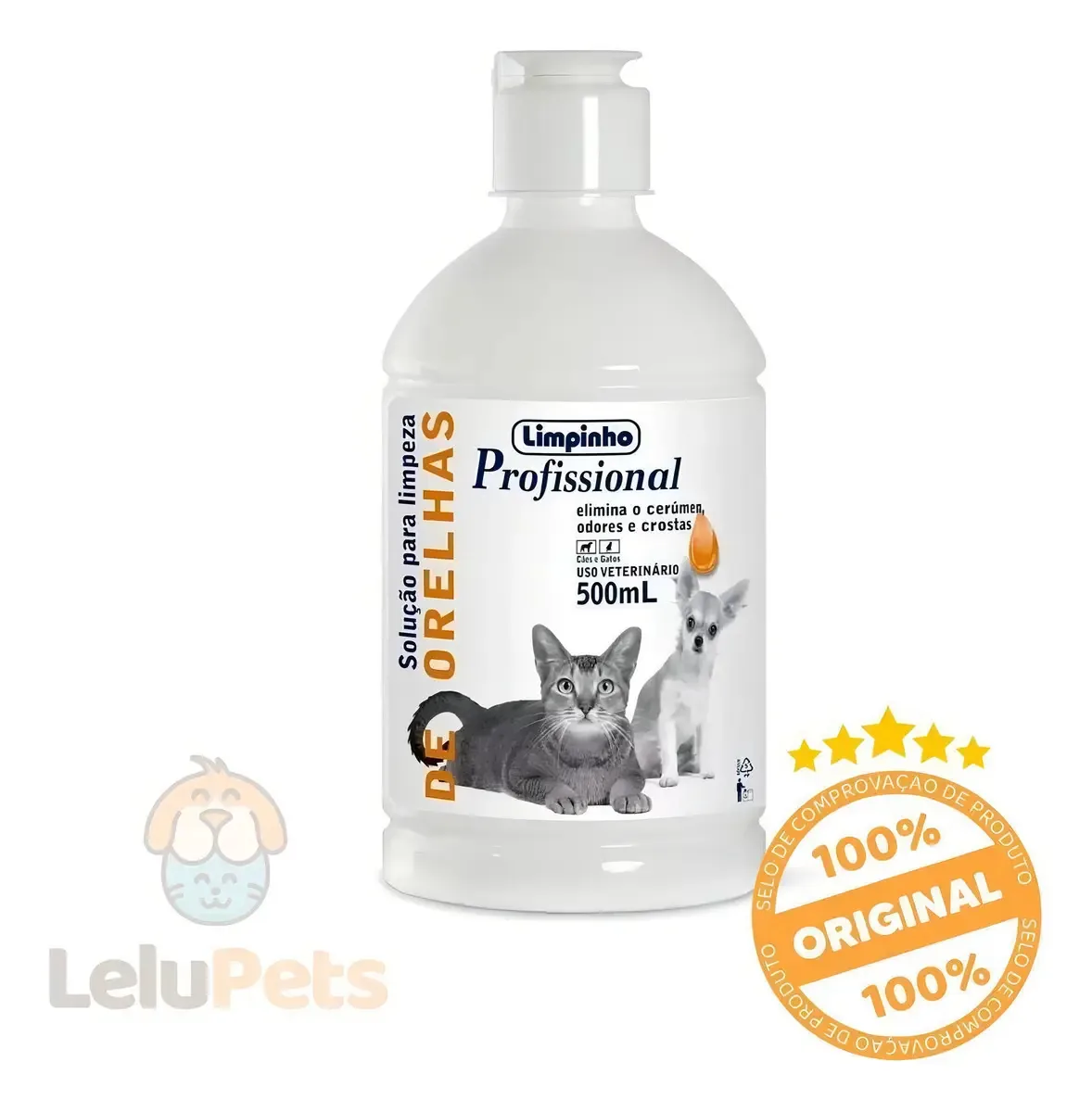 Limpinho Gel Limpeza Orelhas Cães Gatos 500ml