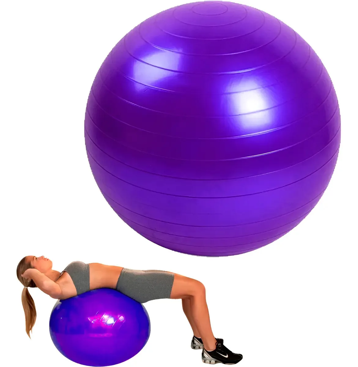 Bola De Pilates Para Perder Barriga Exercícios Funcional Fit Cor Roxo
