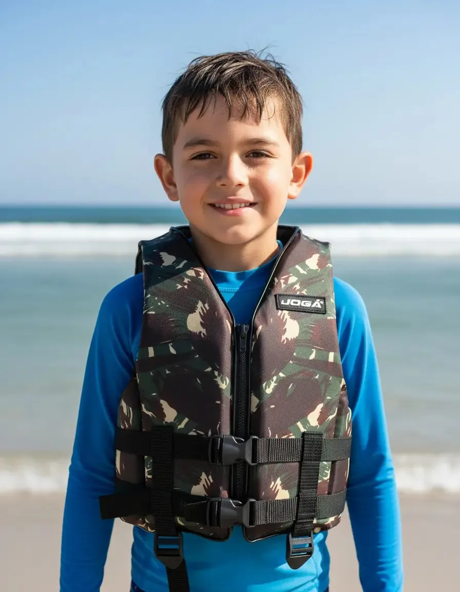 Colete Salva Vidas Criança Flutuante Wave Infantil 15kg 20kg Cor Camuflado