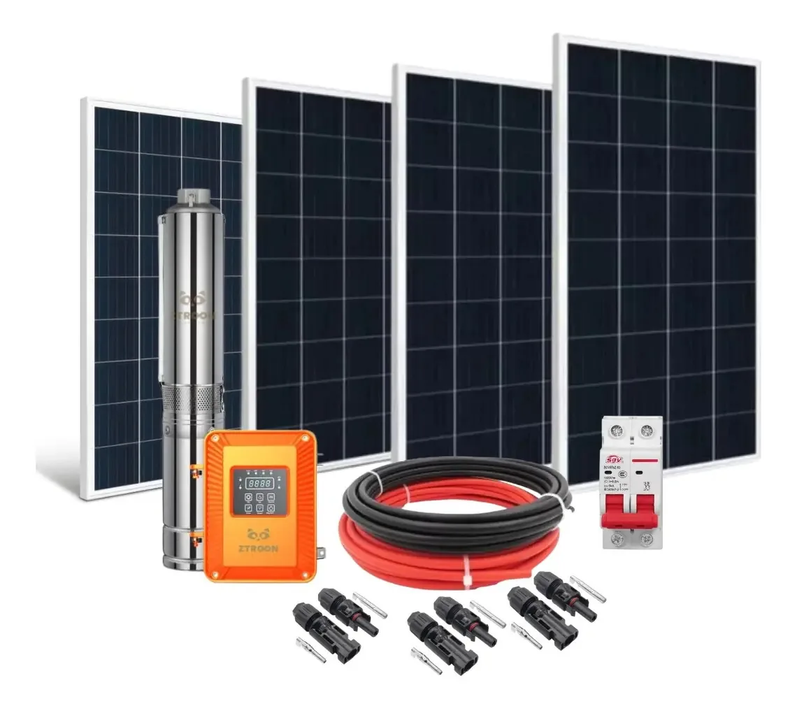 Kit Bomba Solar para Poço Artesiano Ztroon 500W com 4 Painéis Solares Monocristalinos