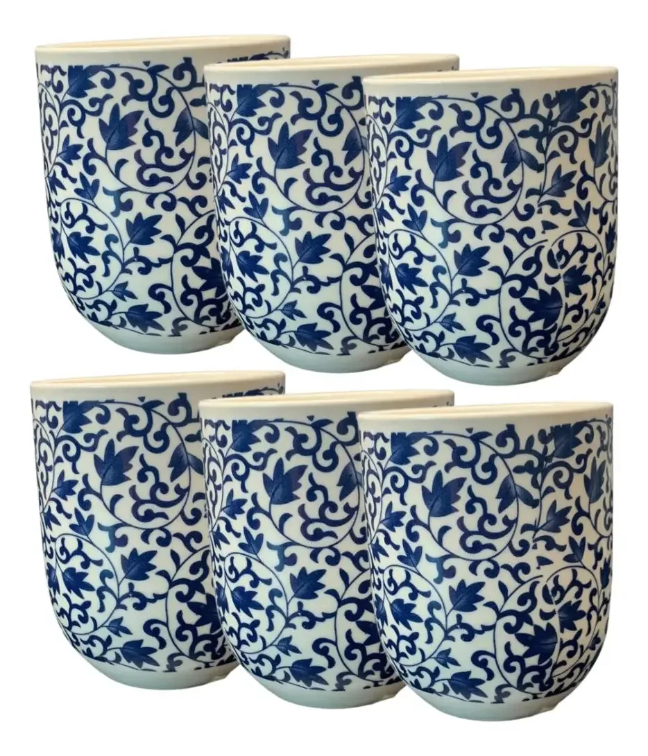Cj 6 Copos Baixos Em Cerâmica Azul 200ml - Vencedor