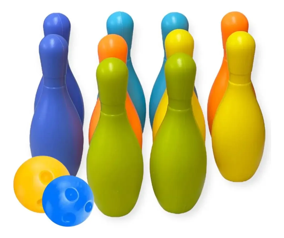 Brinquedo Kit Boliche C/ 10 Pinos De Plástico 15cm Vencedor